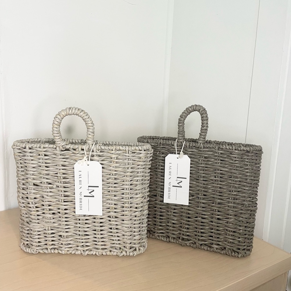 Lauren McBride Front Door Woven Hanging Baskets - a pair NWT